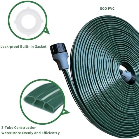 Watoo 2026 Sprinkler Hose & Soaker Hose for Yard - 75 FT Reinforced Flat Garden Hose with Holes, Heavy Duty No-Kink Lawn Irrigation Hose (Includes Stakes, High Pressure Spray)
