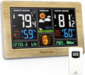 Newentor Weather Station Wireless Indoor Outdoor Thermometer, Wood,1Sensor