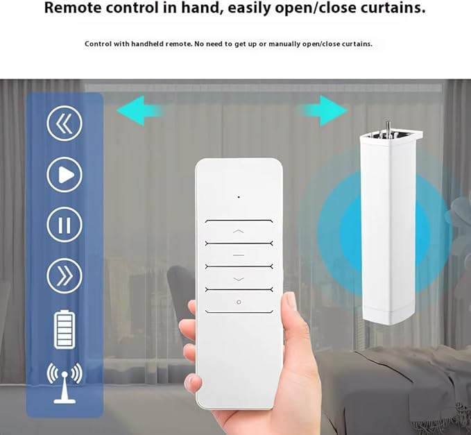 RS485 Motorized Curtain Track for Ripple Fold Curtains, 1.8N Automatic Curtain Opener System, Heavy Duty Electric Curtains with Remote for Smart Home (2.0 meters (78.7 inches))
