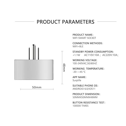 Smart Plug, Wi-Fi Outlet Socket Compatible with Alexa and Google Home, Automate APP, Timer Function, Voltage Measurement Function, (4 pcs)