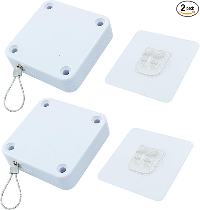 2Pcs Automatic Sliding Door Closer Punch Free Door Closer Automatic Door Closer Steel Drawstring for Bedroom/Bathroom/Office (500g Tension, White)