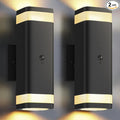 SHIMR Motion Sensor Outdoor Wall Lights 2 Pack, Modern Dusk to Dawn Up Down Sconce with 3 Modes, WaterprExterior Lighting Fixtures for Porch Garage Patio, 3000K LED Bulb Included, Black Finish