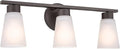Kichler Stamos 3-Light Bathroom Vanity Light Fixture with Satin Etched Glass Shades, 22 in Modern Wall Light in Olde Bronze for over Mirror (22 in x 5 in x 8 in), 45887NI