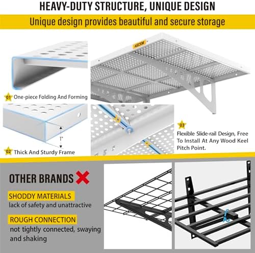Aecxm 4-pack 2x3ft Adjustable Garage Wall Shelving 1120lbs Load Capacity Heavy Duty Wall Mounted Storage Shelf Metal Floating Shelves for Garage(White)