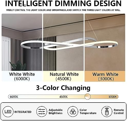 Modern Chandelier,Led Chandelier for Kitchen Island Lighting,Modern Led Pendant Light for Kitchen Island Chandelier Over Table,Dimmable Modern Chandeliers for Dining Room Light Fixture with Remote