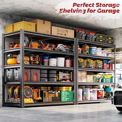 48"W Garage Shelving Heavy Duty ,5 Tier Metal Shelving Unit , 3050LBS,Black