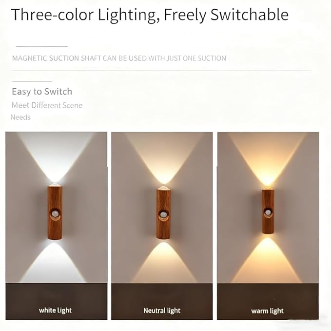 2026 New Rechargeable Smart LED Motion Sensor Ambient Light, RGB Gradient Ambient Light, Punch Free Magnetic Color Chang Motion Sensor Lights Stairs for Wardrobe, Cabinet (7 Colors*4)