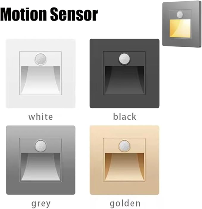 10 Pack Recessed Motion Sensor Light Indoor Outdoor Step Light Lamp Sensor Intelligent Wall Light for Hallway, Kitchen, Hallway, Bedroom, Bathroom, Stairs