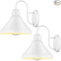 Brightever Gooseneck Outdoor Wall Lanterns, Pack of 2 Exterior Light Fixtures, Anti-Rust Outside Barn Wall Mount Sconces, Waterproof White Patio Wall Lamps for House, Front Door, Bulb Excluded