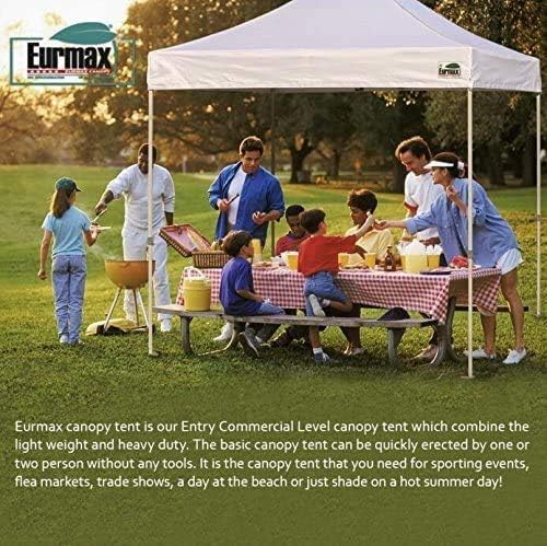 Eurmax USA 5'x5' Pop Up Canopy Tent Commercial Instant Canopies with Heavy Duty Roller Bag,Bonus 4 Sand Weights Bags (Field Green)