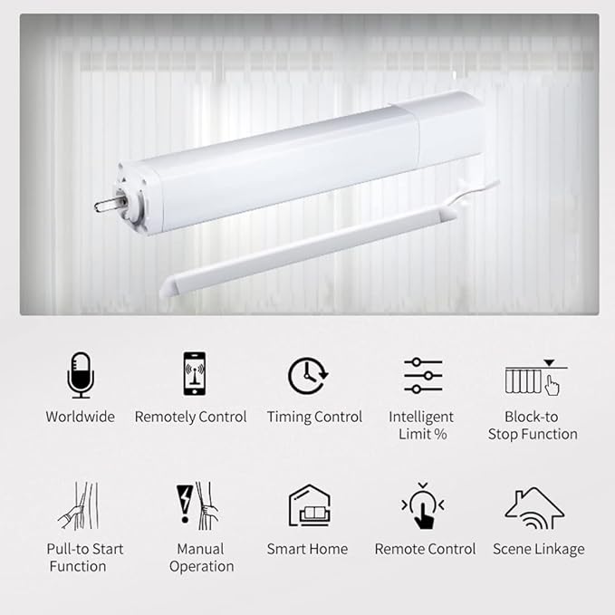 Rechargeable Motorized Curtain Tracks, Remote Control Smart Motorized Curtain Rail, Smart Curtain Opener Curtain Rod, Compatible with Alexa Google Home (Zigbee Motor-3M (118in) Track)