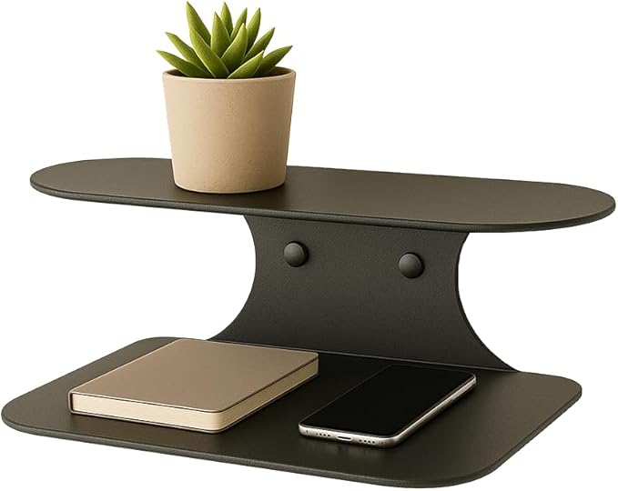 Black Metal Floating Nightstand – Wall Mounted Bedside Shelf for Bedroom, Minimalist Modern Floating Shelf, Powder-Coated Steel Wall Rack (Set of 2 Medium - 15.4")