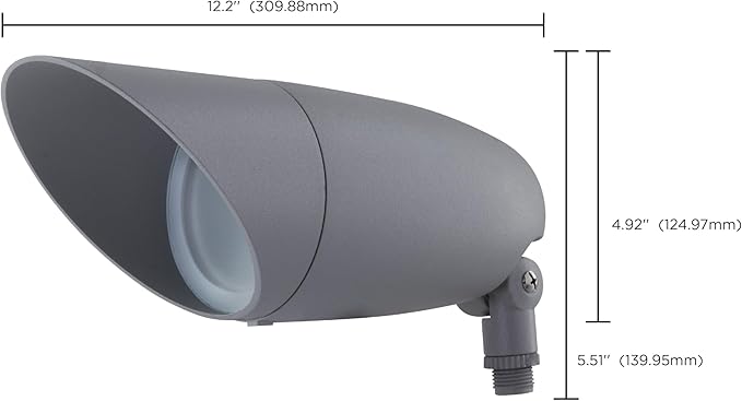 Nuvo 62/1208 One Light 12.2-Inch LED Landscape Floodlight, 12W/120V, 3000K/1240 Lumens, Light Gray