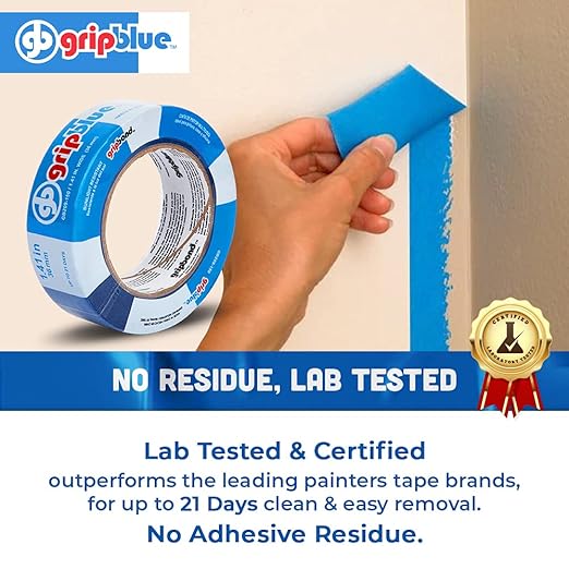Blue Painters Tape 1.5 Inch Wide, 30 Rolls Masking Tape - Perfect for Precise Lines on Walls & Trim, Multi-Surface, Residue-Free, Easy Removal - Ideal for Indoor & Outdoor Use, 1.41in x 60yds