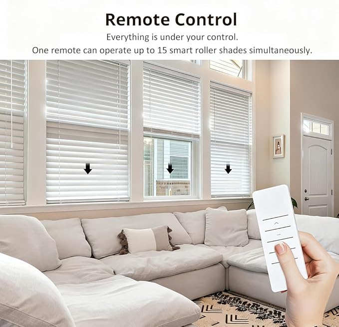 DC24V Motorized Blinds Kit, 45mm Smart Blind Motor for Awning & Roller Shade, Brushless Electric Rollers Motor with Remote, Convert Blinds to Motorized (20 N.m for Φ74mm（3"） Round Tube)