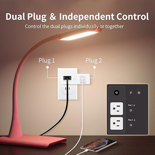15A Dual Smart Plug, WiFi Outlet Extender, Smart Socket with Schedule&Timer, Bluetooth Outlets Compatible with Alexa and Google Assistant, ETL&FCC Certified, No Hub Required, 2.4G WiFi Only, 4-Pack