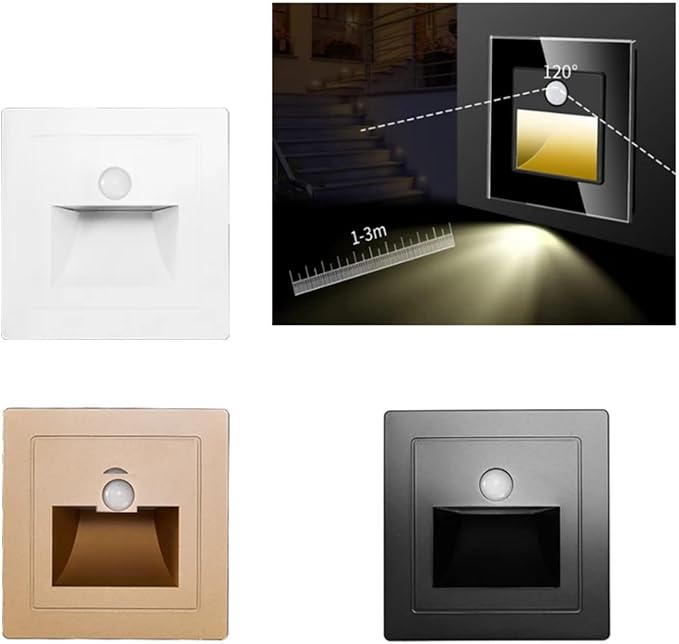 10 Pack Recessed Motion Sensor Light Indoor Outdoor Step Light Lamp Sensor Intelligent Wall Light for Hallway, Kitchen, Hallway, Bedroom, Bathroom, Stairs