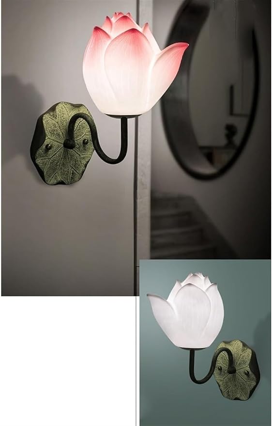 Retro Zen Lotus Wall Lamp for Bedroom and Study - Decorative Bedside Lighting