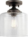 KICHLER Winslow 8.5" 1 Light Semi Flush with Clear Seeded Glass in Olde Bronze®