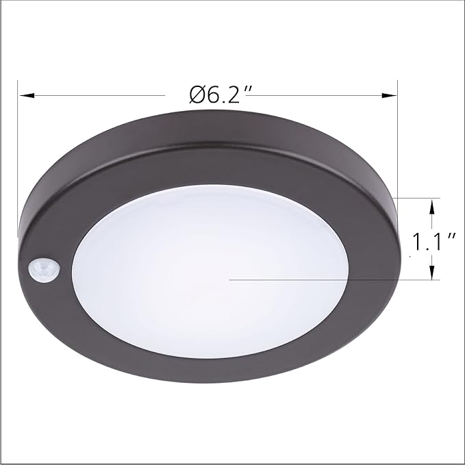 YoonLIT Flush Mount PIR Motion Sensor LED Ceiling Light, 6.2 Inch 10.5W 700 Lumen, Motion Activated Ceiling Fixture for Closet, Garage, Doorway, Stairway, Hallway, Bronze Finish 3000K 4-Pack