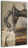 Framed Steampunk Mechanical Sewing Machine Wall Art - Retro Industrial Workshop Poster for Home Office Studio Decor 16x24inch(40x60cm)