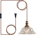 HDDFL Plug in Pendant Light Fixtures Vintage Pendant Lighting with Plug in Cord Hanging Light Kitchen Glass Hanging Lamp with Switch for Island Dining Room Living Room