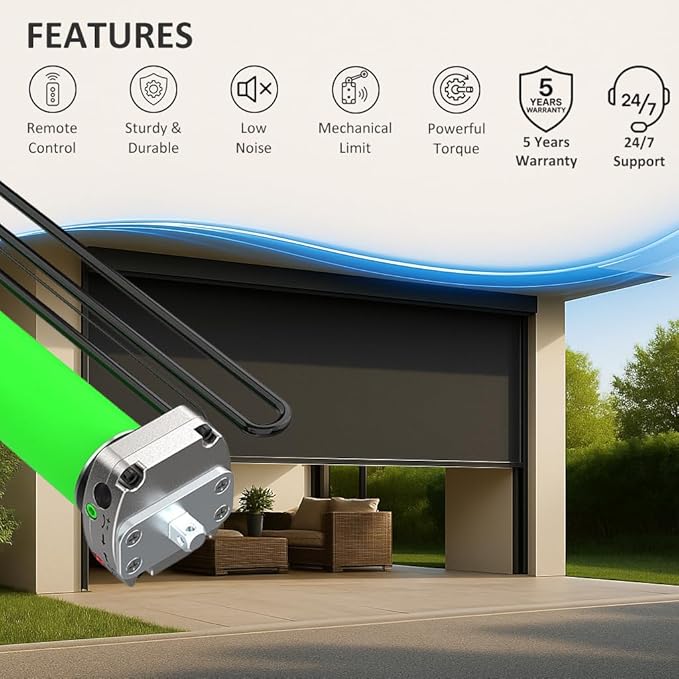 Remote Control DC24V Motorized Roller Shade Motor with Manual Override, 45mm Brushless Electric Awning Motor for Windproof Shades, High Torque Tubular Motor (20 N.m for Φ74mm（3"） Round Tube)