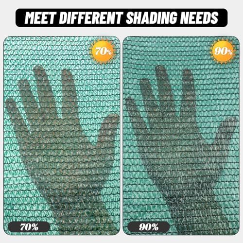 Cool Area Sun Shade Cloth with Grommets for Garden, 90% 8x16ft, Dark Green