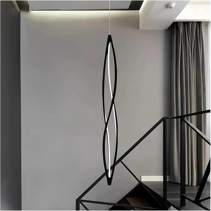 Modern Home Decor Led Lights Pendant Light Lamps Forstaircase Chandeliers for Living Room Hanging Indoor Lighting,Modern LED Chandelier(RC Remote dimming,Black 150cm)