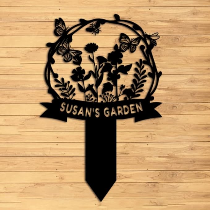 Personalized Garden Stake Metal Sign, Outdoor Metal Flower Garden Signs,Custom Garden Name Sign,Lawn Signs,Yard Sign,Gardening Decor Gifts 18inch