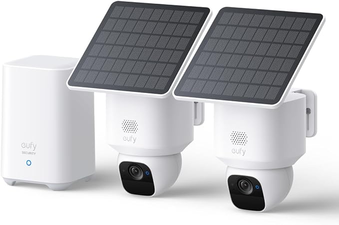 eufy Security SoloCam E30, 2-Cam Pack Kit, Security Cameras Wireless Outdoor, Solar Camera Outdoor Wireless, 360° Pan, AI Tracking, 2K Clarity, No Monthly Fee