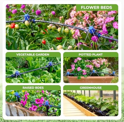 HIRALIY 50FT Drip Irrigation Kit for Small Gardens
