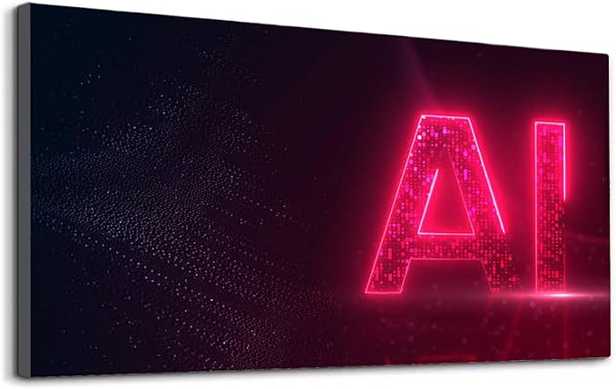 Wibinuki Wall Art Wall Decor Wall Paintings AI Technology Glowing Interface for Living Room Bedroom Bathroom Home Decor Can Be Hung Directly 20"x 40"