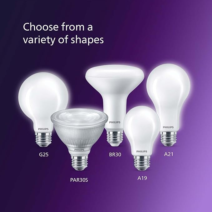 PHILIPS LED 40W A19 8-Pack Ultra Definition Soft White (2200K) 450 Lumen (5W = 40W) Dimmable Frosted Flicker-Free Light Bulbs