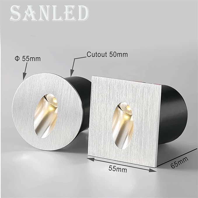 Wall Sconce Lamps Embedded with Mounting Box Round Nightlight for Stair Step Corridor Balcony Luminaire AC85-265V/DC12V(Warm(2700-3500K),3W AC85-265V)