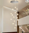 LED Glam Chandelier 118 inches Long Light Luxury Crystal Ceiling Chandeliers Remote Dimmable High Ceiling Pendants Lighting Fixtures Brushed Nickel 15 Lights