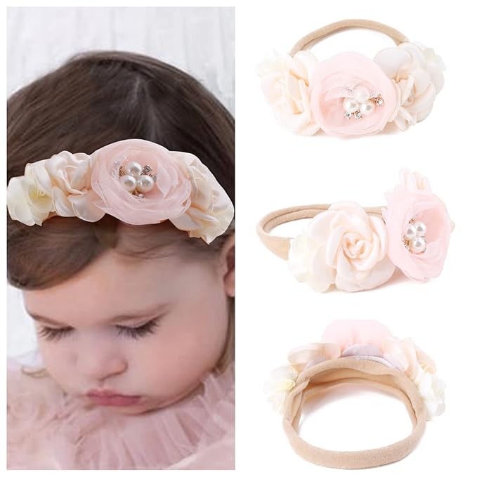 6pcs Baby Headbands Nweborn Flower Hair Bows for Girls-Infant Elastic Hair Band Bows Wraps Baby Headband Hair Accessories Gifts for Toddles