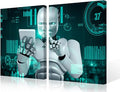 3 Pieces AI Intelligence Wall Art for Living Room Robot Paintings on Canvas Pictures Giclee Artwork Modern Home Decor Framed Stretched Ready to Hang Sports Posters, 24" Wx16 H