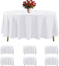 6 Pack White Round Tablecloths 108 Inches Table Cloth Stain and Wrinkle Resistant Washable Polyester Table Cover Fabric for Party, Wedding,Dining,and Banquet Decoration