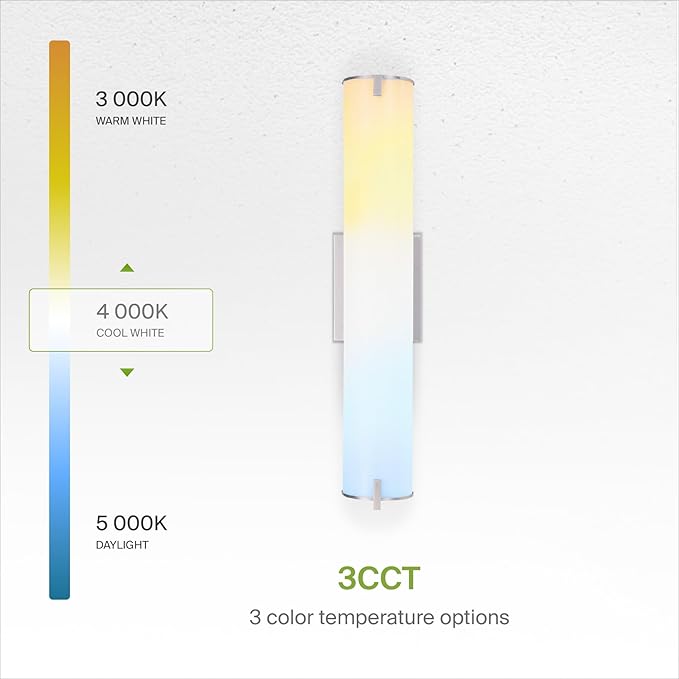 ASD LED 24" Vanity Wall Mount Light Fixture, Linear Bathroom Lighting Bar | 3CCT, Dimmable, Energy Star, ETL Listed | 25W 1950LM 3000-5000K 120V | Long Tube Bath Sconce Over Mirror | Nickel, 4 Pack