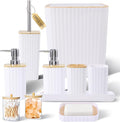 XLHOMO Bathroom Accessories Set - Elegant White Bathroom Set, 10PC Bathroom Accessory Set, Toilet Brush, Trash Can, Qtip Holder Dispenser & Soap Dispenser