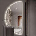 Half Moon LED Mirror for Bathroom,3-Color Dimmable Smart Vanity Mirror, Frameless Backlit Anti-Fog Half Moon Mirrors for Wall(Left Semicircle, 16 * 31in/40 * 80cm)
