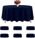 6 Pack Navy Blue Round Tablecloths 108 Inches Table Cloth Stain and Wrinkle Resistant Washable Polyester Table Cover Fabric for Party, Wedding,Dining,and Banquet Decoration