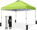 CROWN SHADES 10x10 Pop Up Canopy - Beach Tent with One Push Setup - Easy Outdoor Sun Shade for Events, Parties, Camping - Gazebo with STO-N-Go Cover Bag, Silver Coated Top, Green