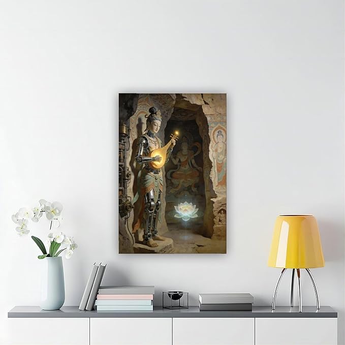 Framed Steampunk Mechanical Fairy Wall Art - Cultural Retro-Futuristic Poster for Home Office Bedroom Decor 12x18inch(30x45cm)