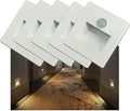 5Pcs Recessed LED Stair Light 3W 3000K Step Light Motion Sensor Night Lighting Wall Light Staircase Lamp Inside Staircase Bedroom Decoration White