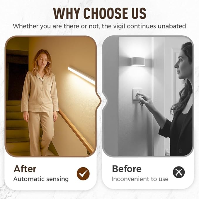 Punch-Free Smart Sensor Magnetic Rechargeable LED Lights, 2026 Upgraded Lntelligent Motion Sensor Light Strip, 3 Colors-Dimmable, Under Cabinet Lighting Wireless (2, White Light, 10cm/3.9in)