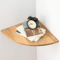 Corner Shelf, Solid Oak Wood Floating Corner Shelves Wall Mount Round End with Wire Hole for Small Plant Photo Frame for Bedroom Kitchen, Living Room
