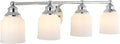 JONATHAN Y 33.25" Chrome Modern Farmhouse LED Vanity Light Wall Sconce Fixture, Frosted White Glass Shade, Dimmable Wall Lamp for Bathroom Mirror Kitchen Sink, UL Listed (JYL7552A)