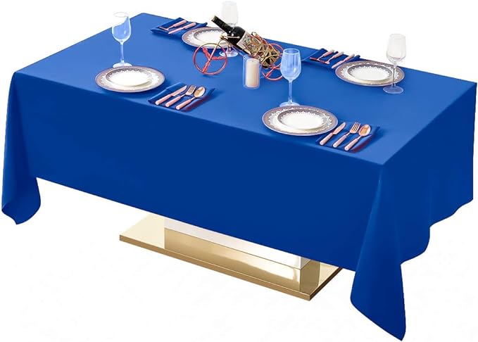 Surmente Blue Tablecloth 60 x 102-inch Rectangular Polyester Table Cloth for Weddings, Banquets, or Restaurants